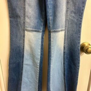 Madden NYC Ultra High Waisted Flare Vintage style Patchwork Raw Edge Size 9